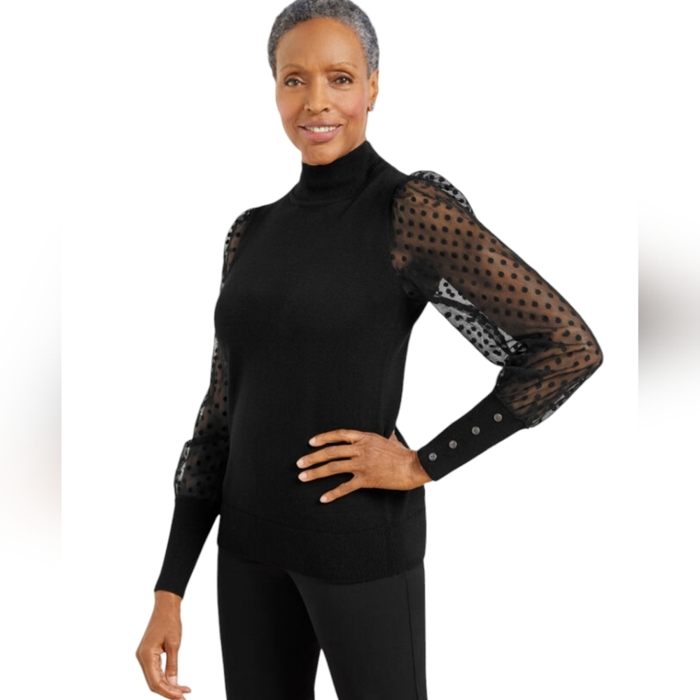 Talbots Womens Sweater Tulle Dot Quiet Luxury Chic Dressy Special Occasion  XLP